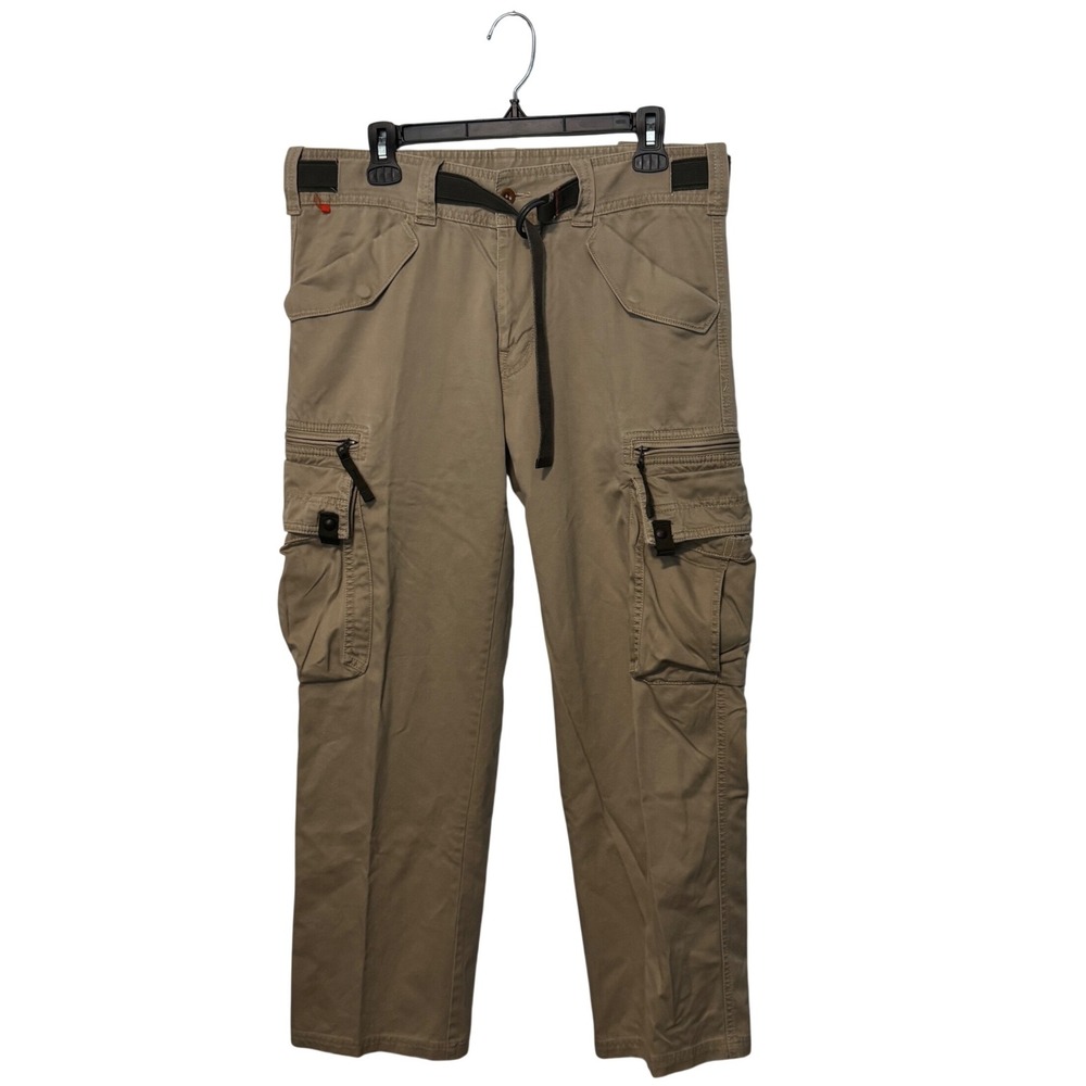 Hugo Boss Cargo Pants Mens 32 Tan Paratrooper Military Multi Pocket Belted Twill